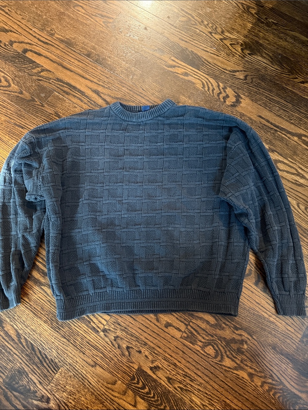 Van Heusen Vintage Textured Basketweave Crewneck Sweater XL Dark Grey